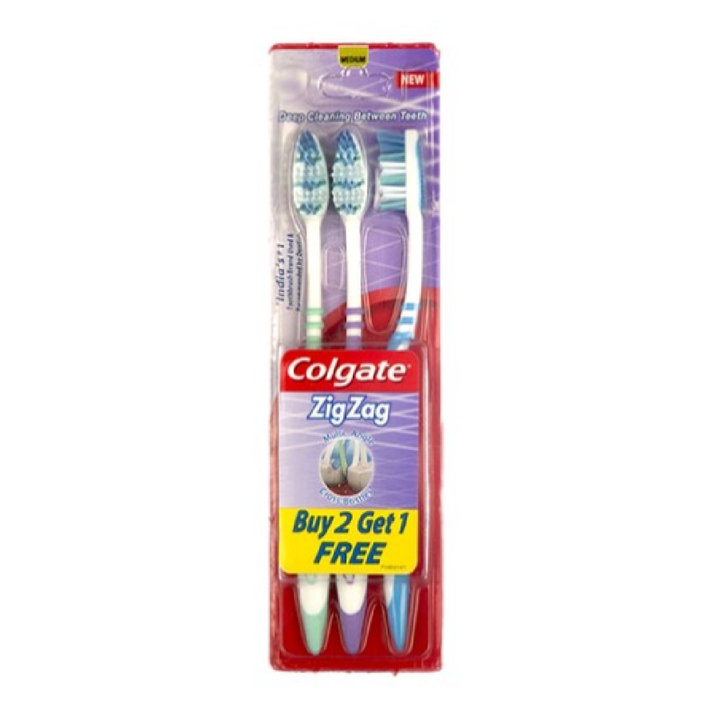 Colgate Triple Pack Zigzag Toothbrush Medium