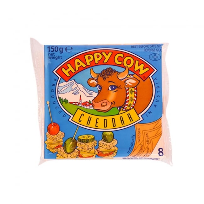 Happy Cow Cheese Slices Yellow Cheddar 150GM