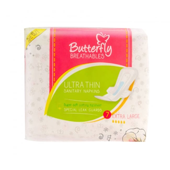 Butterfly Ultra Thin Cottony Sanitary Pads Extra Long 7Pcs